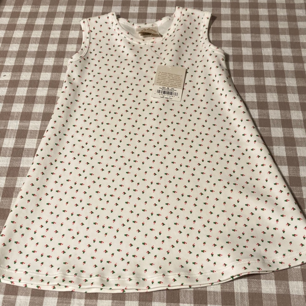 The Beaufort Bonnet Company White Dress with Red Floral Pattern